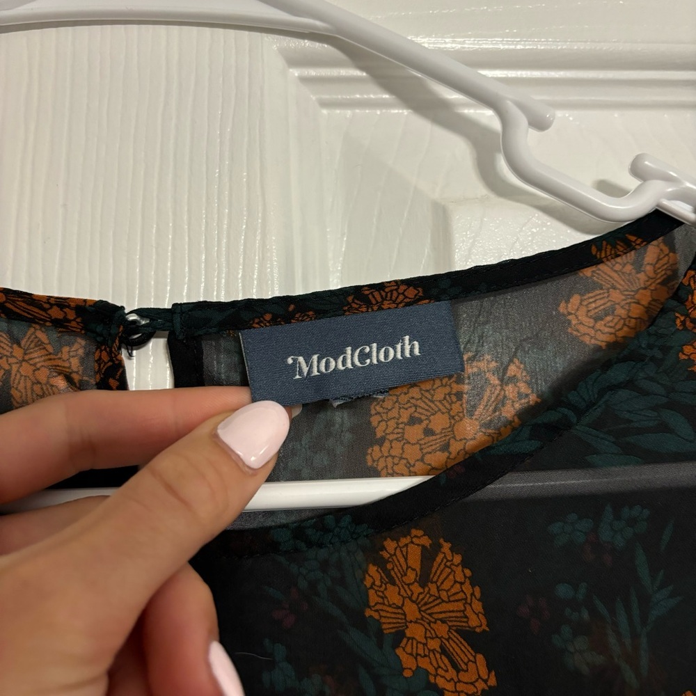 Modcloth Black and Orange Floral Midi Dress - Picture 4 of 9
